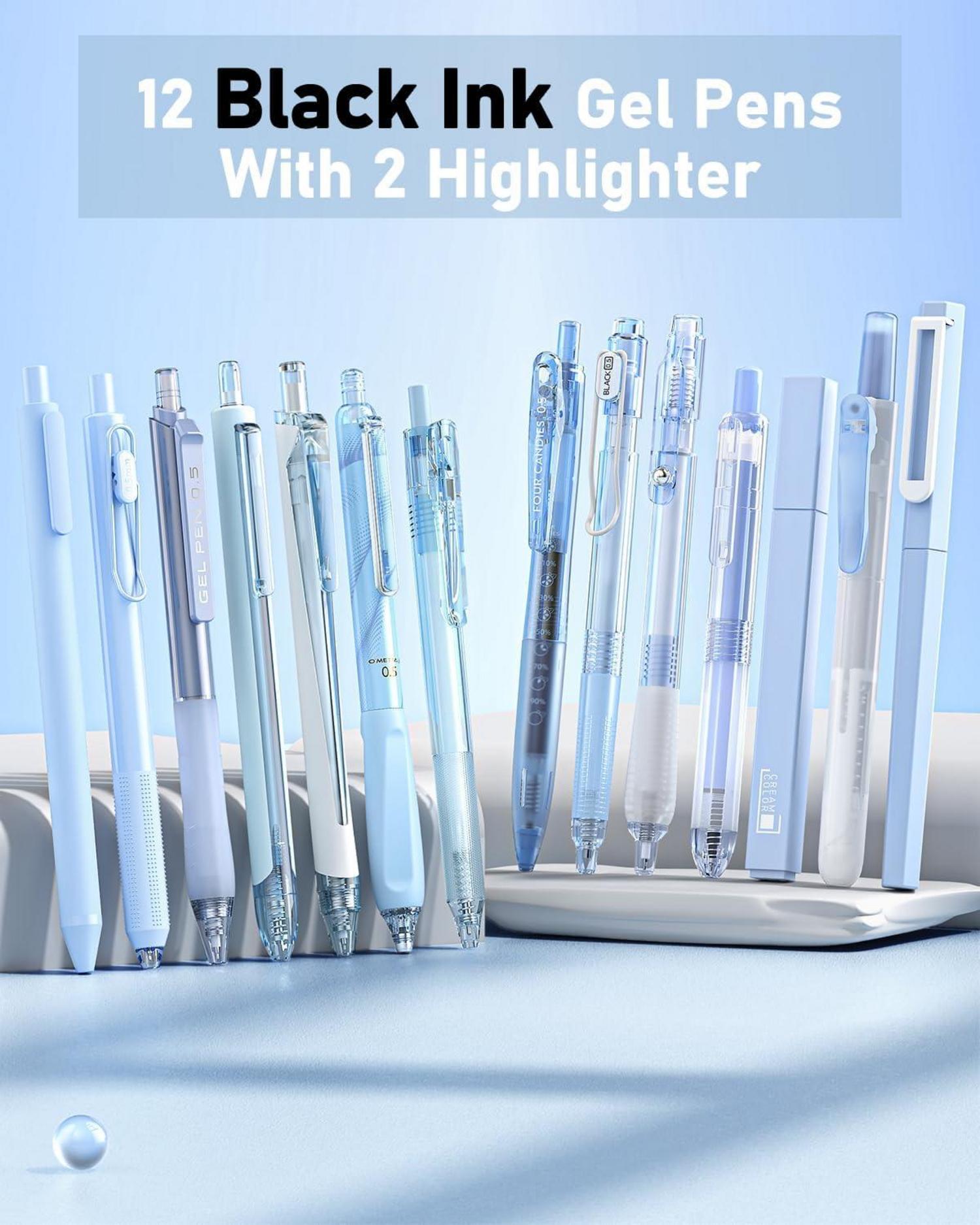 Gel-Tintenstift-Set 14-teilig mit Etui Schwarz Blau