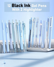 Gel-Tintenstift-Set 14-teilig mit Etui Schwarz Blau