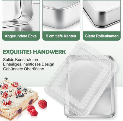 Backblech mit Deckel Set 4-teilig Ofenfest 31,6x24,5x5cm