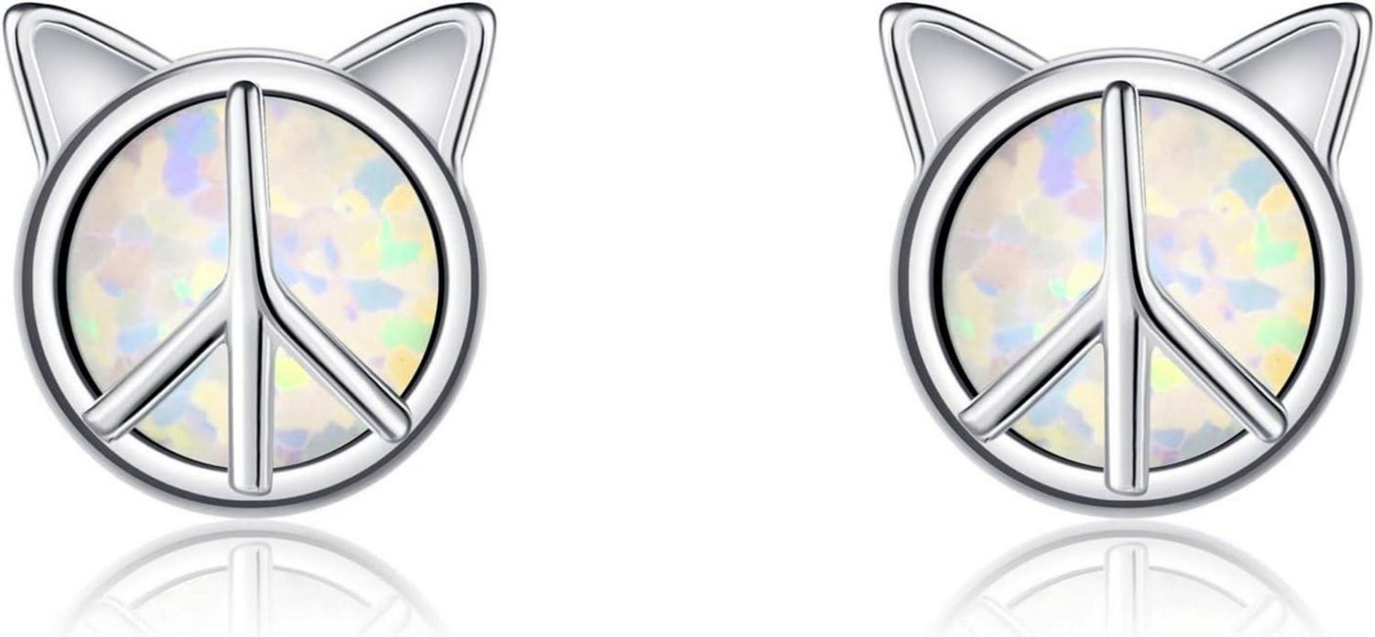 Friedenszeichen Katzengeschenke Sterling Silber Opal Ohrringe