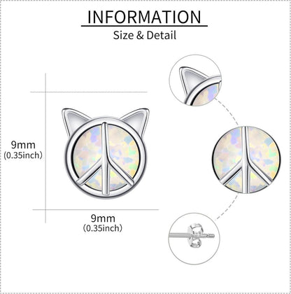 Katzen Ohrringe Opal Sterling Silber Geschenk Frauen Mädchen