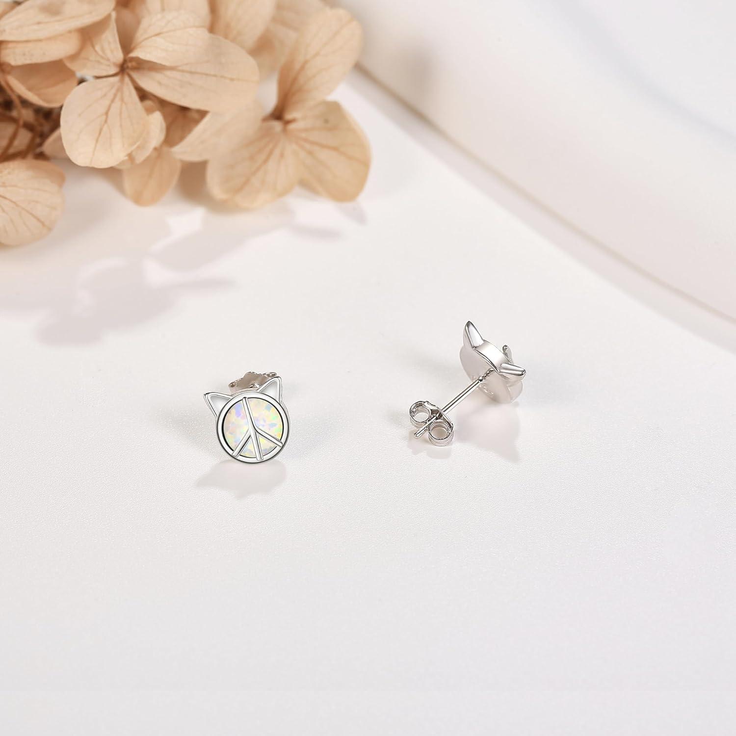 Tier Ohrringe Opal Sterling Silber Wolfskopf Blumen Ohrstecker Schmuck