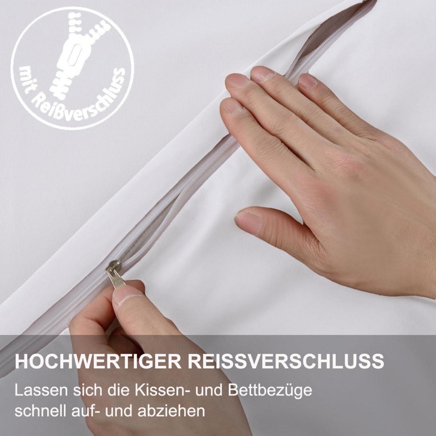 Bettwäsche 200x200 Weiß Mikrofaser 2er Set Reißverschluss