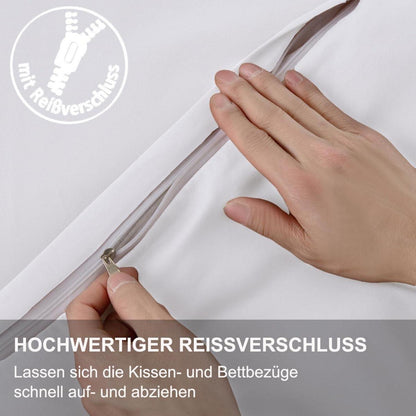 Bettwäsche 200x200 Weiß Mikrofaser 2er Set Reißverschluss