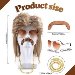 Vokuhila Perücke 80er Jahre Herren Accessoires Blond Wig