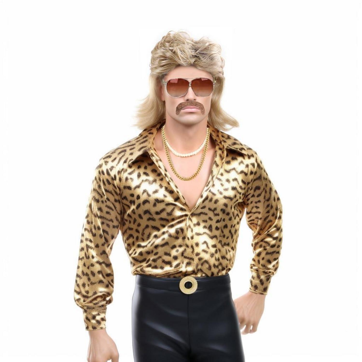 Blonde Vokuhila Perücke Herren 80er Jahre Outfit Accessoires Wig Sonnenbrille