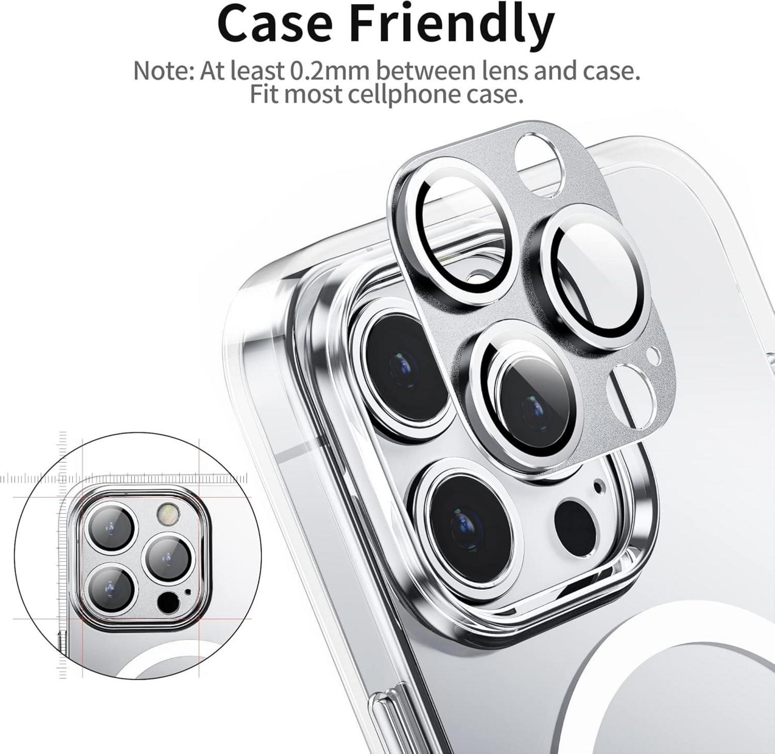 Kameraschutz für iPhone 14 Pro/14 Pro Max 9H Härte Metallglas Silber