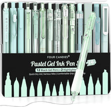 Gel-Tintenstift-Set mit Etui, feine Spitze, einziehbar, 12 schwarze