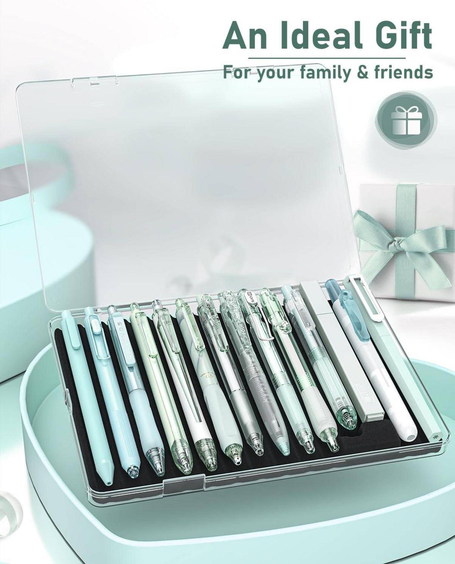 Gel-Stift-Set: 12 schwarze Tintenstifte & 2 Highlighter