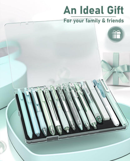Gel-Stift-Set: 12 schwarze Tintenstifte & 2 Highlighter