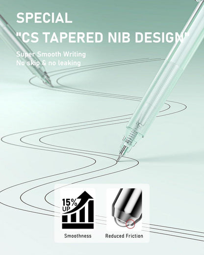 Gel-Tintenstift-Set 14-teilig, Etui, 0,5mm Spitze, einziehbar - Schwarz/Green