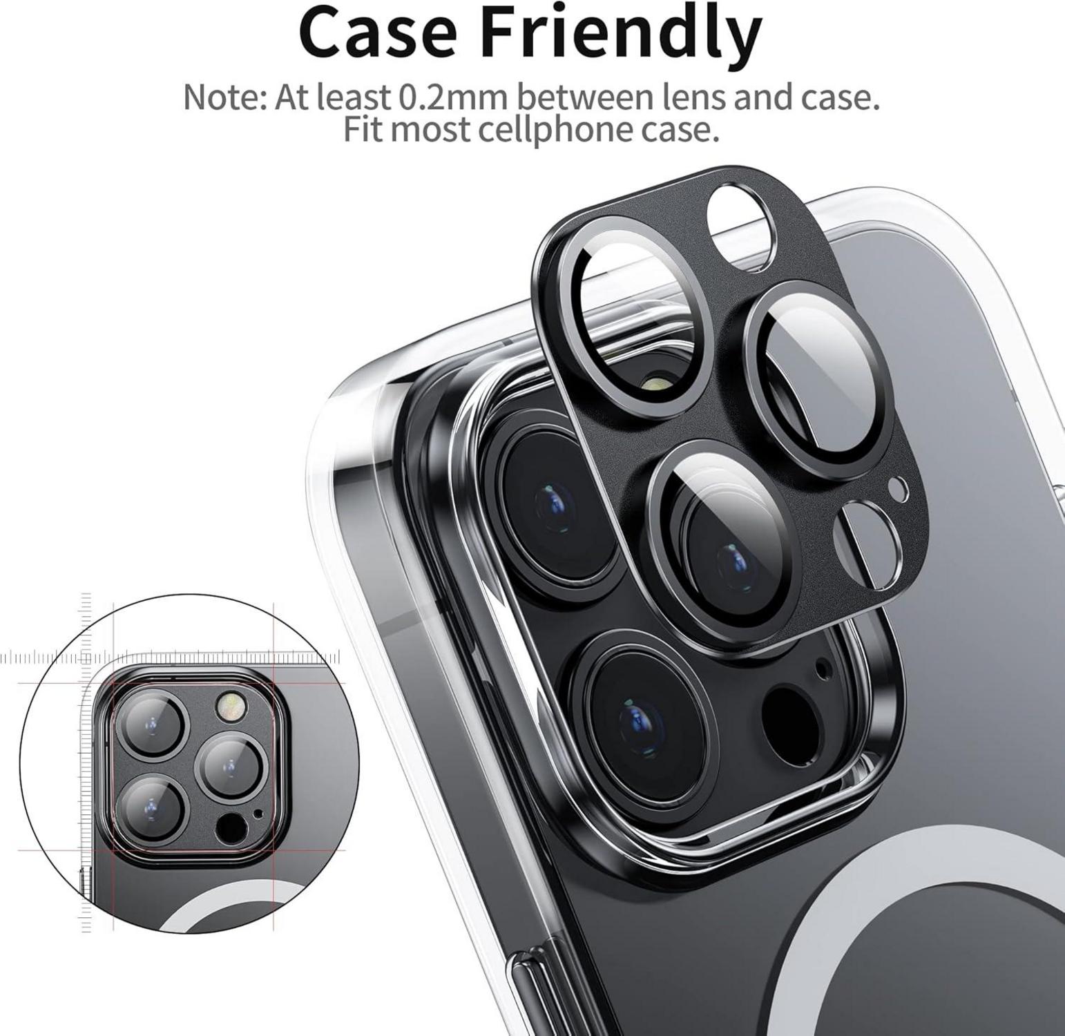 Kameraschutz für iPhone 14 Pro Max, 9H Härte, Schwarz