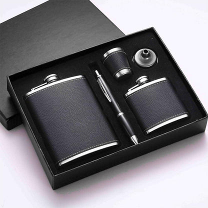 2X Edelstahl Flachmann Trichter 8oz 3oz Leder Flask Geschenk Väter