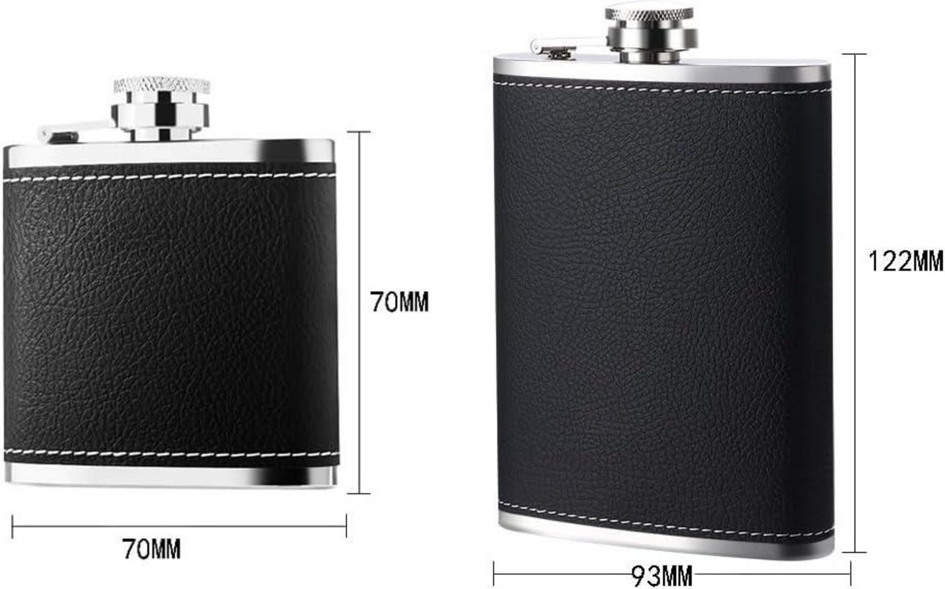 2X Edelstahl Flachmann Trichter 8oz 3oz Leder Flask Geschenk Väter
