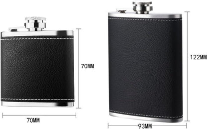2X Edelstahl Flachmann Trichter 8oz 3oz Leder Flask Geschenk Väter