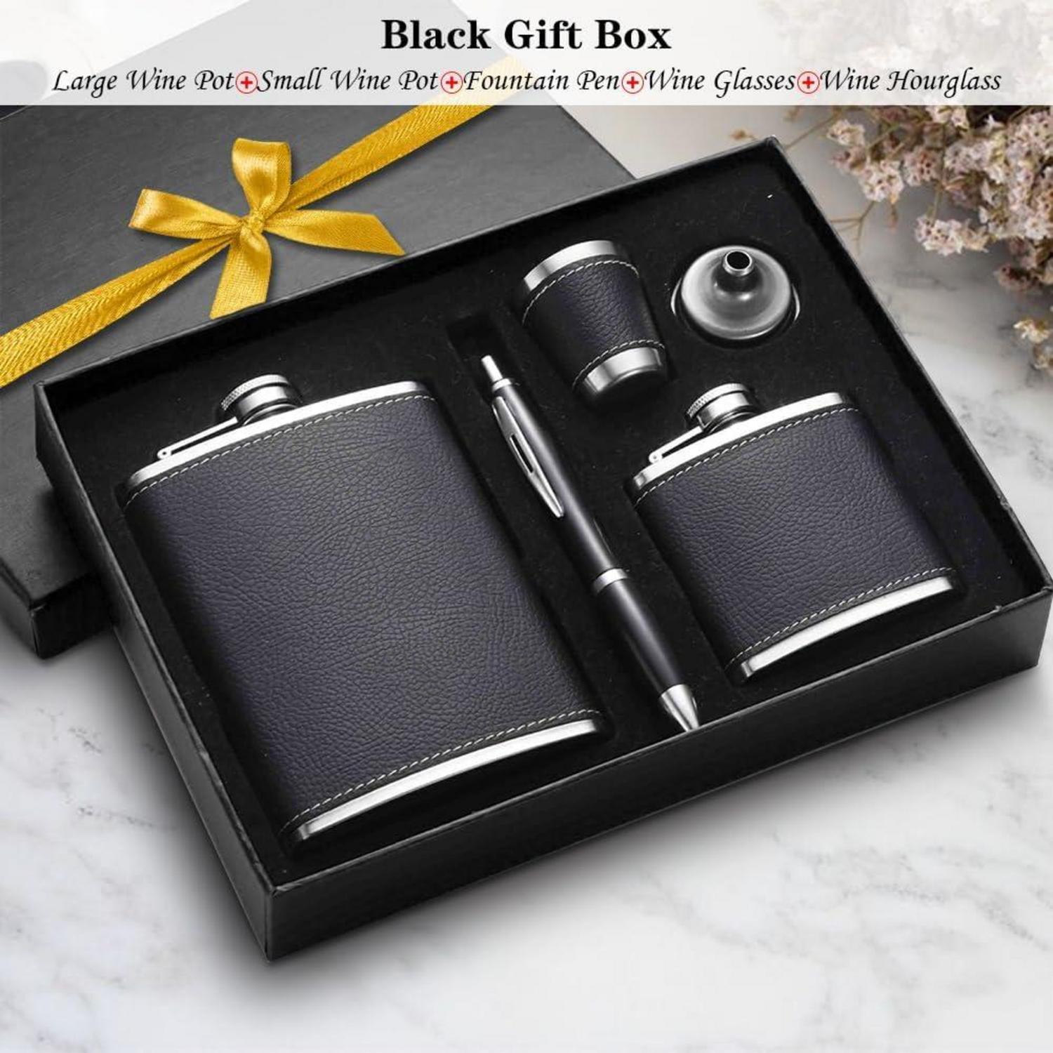 Edelstahl Leder Flachmann Set 8oz 3oz Trichter Väter Männer Geschenk