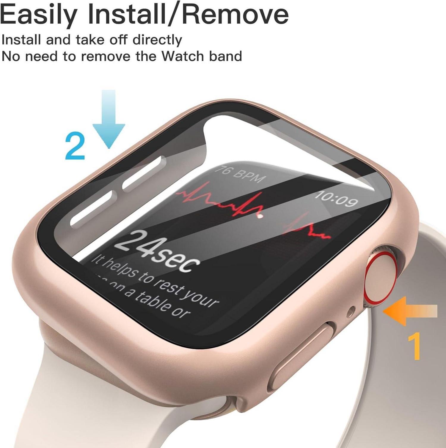 Apple Watch SE/6/5/4 44mm Hülle Displayschutz Gold 2 Stück