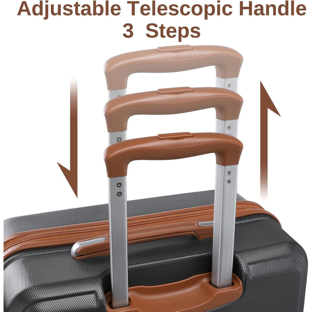 4-teiliges Reisekoffer Set mit TSA-Schloss, Handgepäck 55cm, Grau/Braun