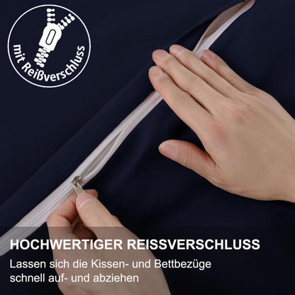 Beqnat Bettwäsche Set 135x200 cm Blau aus Mikrofaser