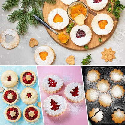 Weihnachten Linzer Cookie Cutter Set 8pcs Stainless Steel Biscuit Mould DIY Tray