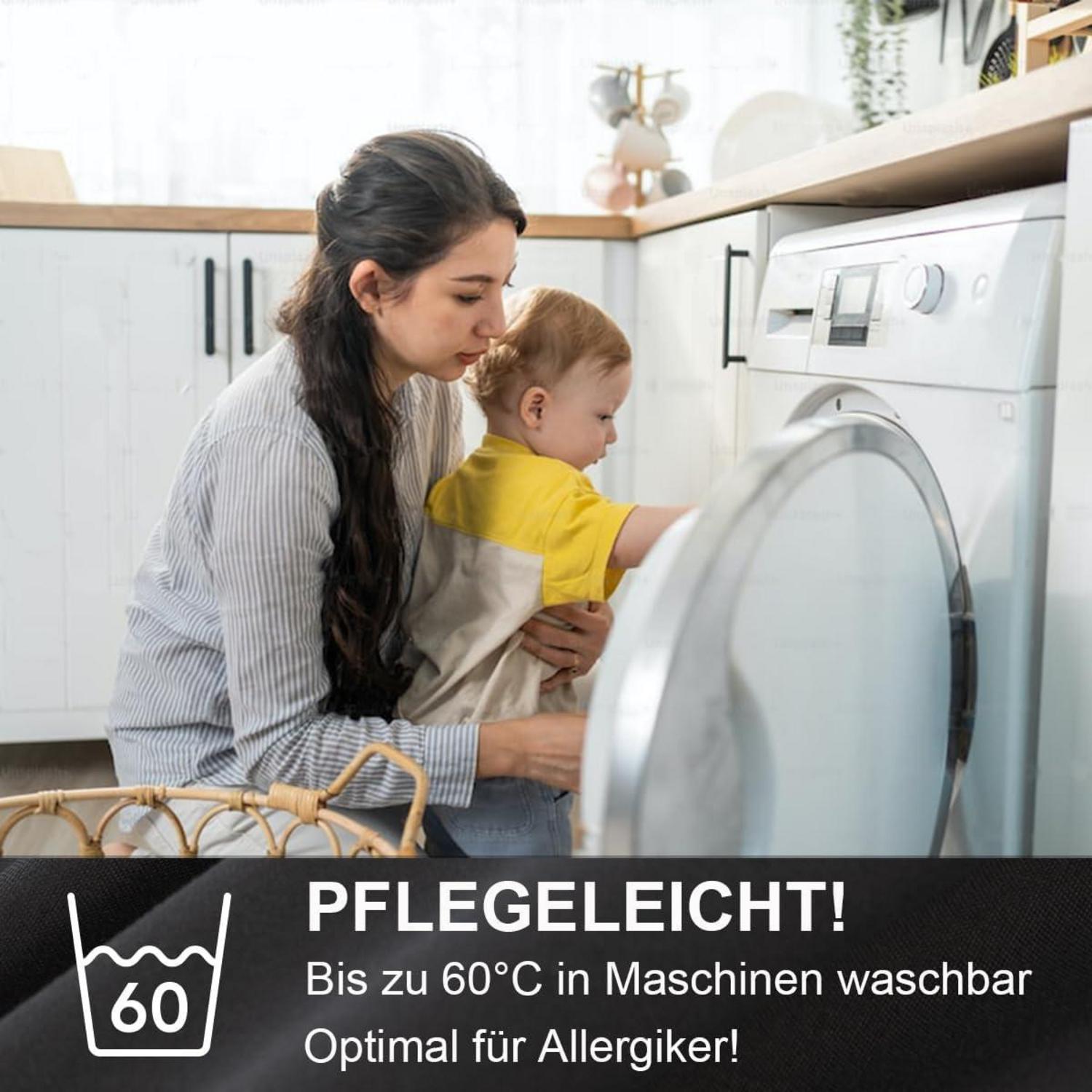 Bettwäsche-Set 135x200 4tlg Grau Mikrofaser Reißverschluss