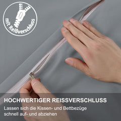 Beqnat Bettwäsche 135x200 4tlg Grau Mikrofaser Kissenbezug 80x80