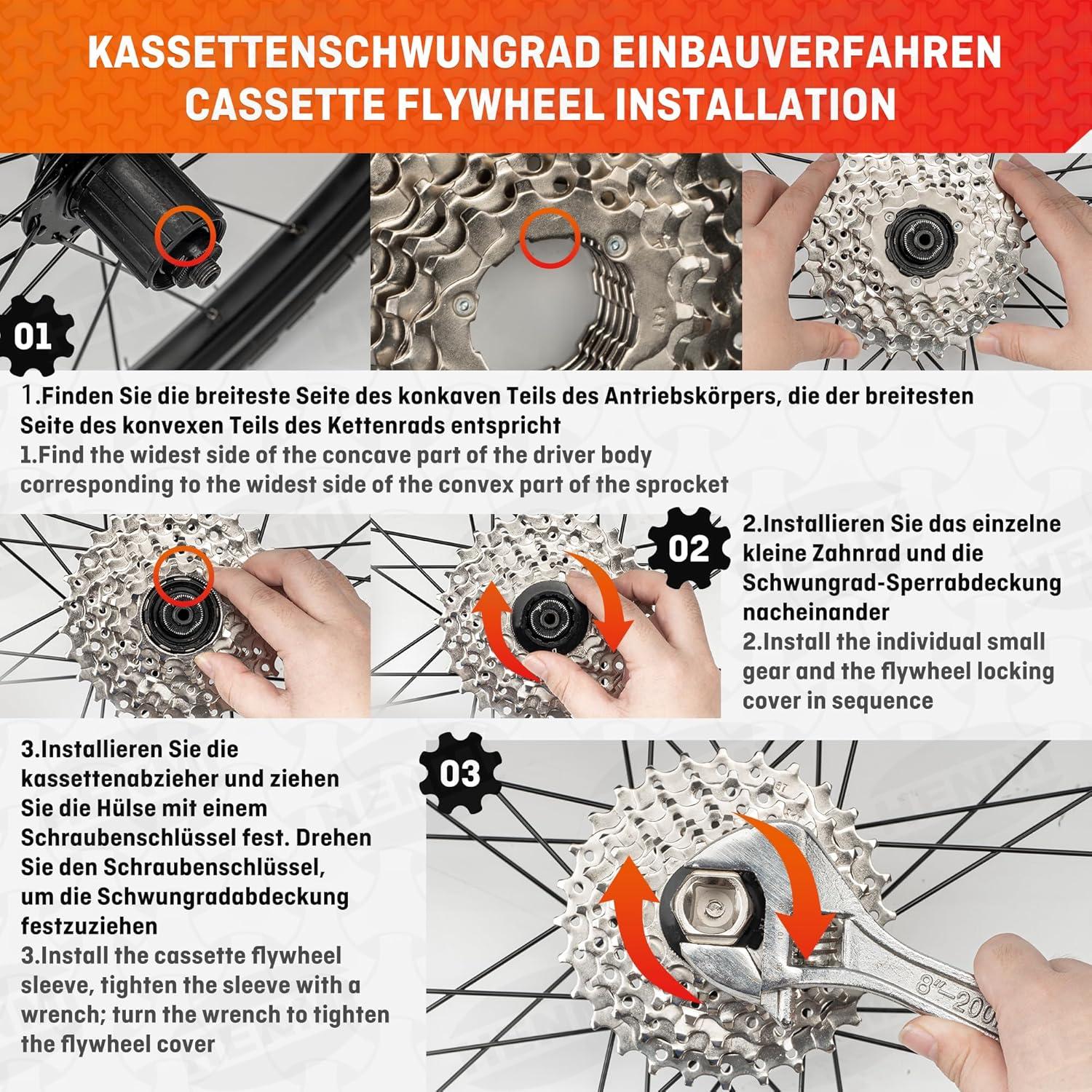 Fahrrad Kassettenabzieher Set Kettenpeitsche Zahnkranzabzieher Universal