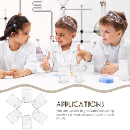 Laborbecher Glas 6 Stk. Messbecher 50ml Chemie Glasbecher Set