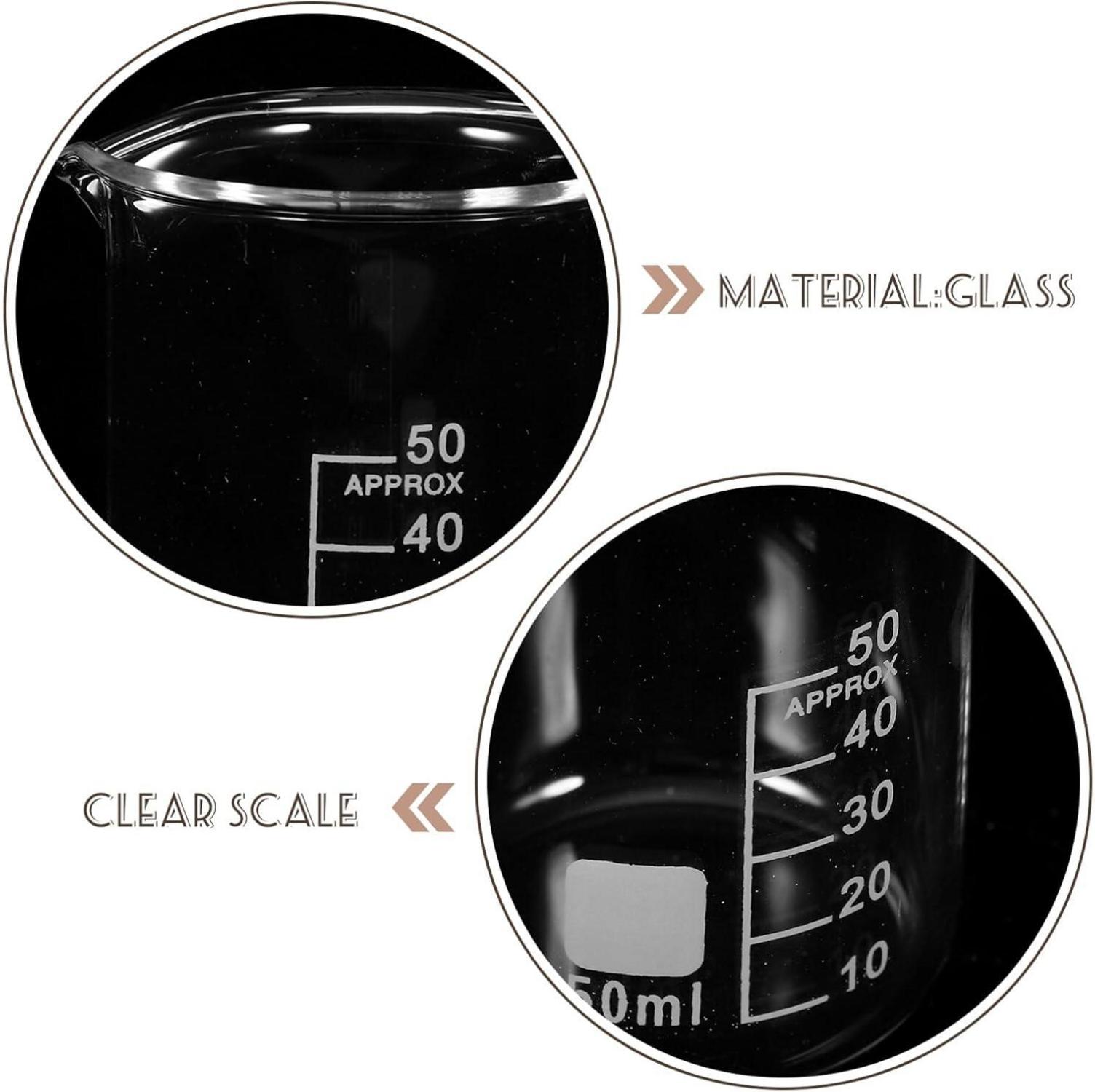 Laborbecher Glas 6 Stk. Messbecher 50ml Chemie Glasbecher Set