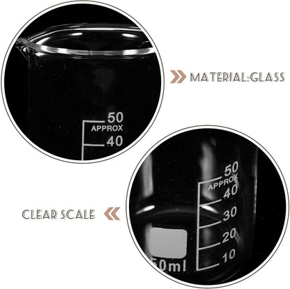 Laborbecher Glas 6 Stk. Messbecher 50ml Chemie Glasbecher Set