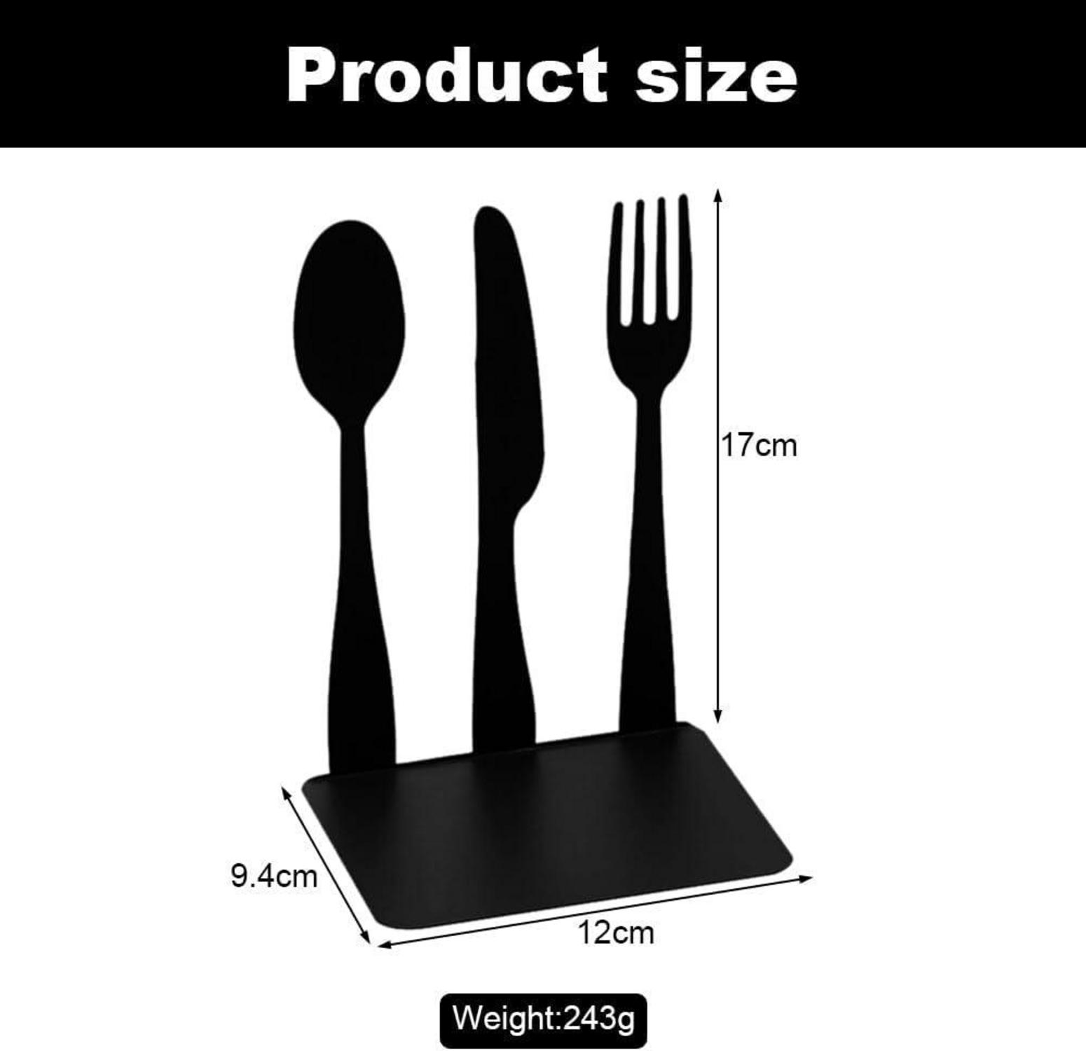 Dekorative Buchstütze Schwarz Metall Besteck Stil 2 Stück 17cm H 19.4cm T 12cm B