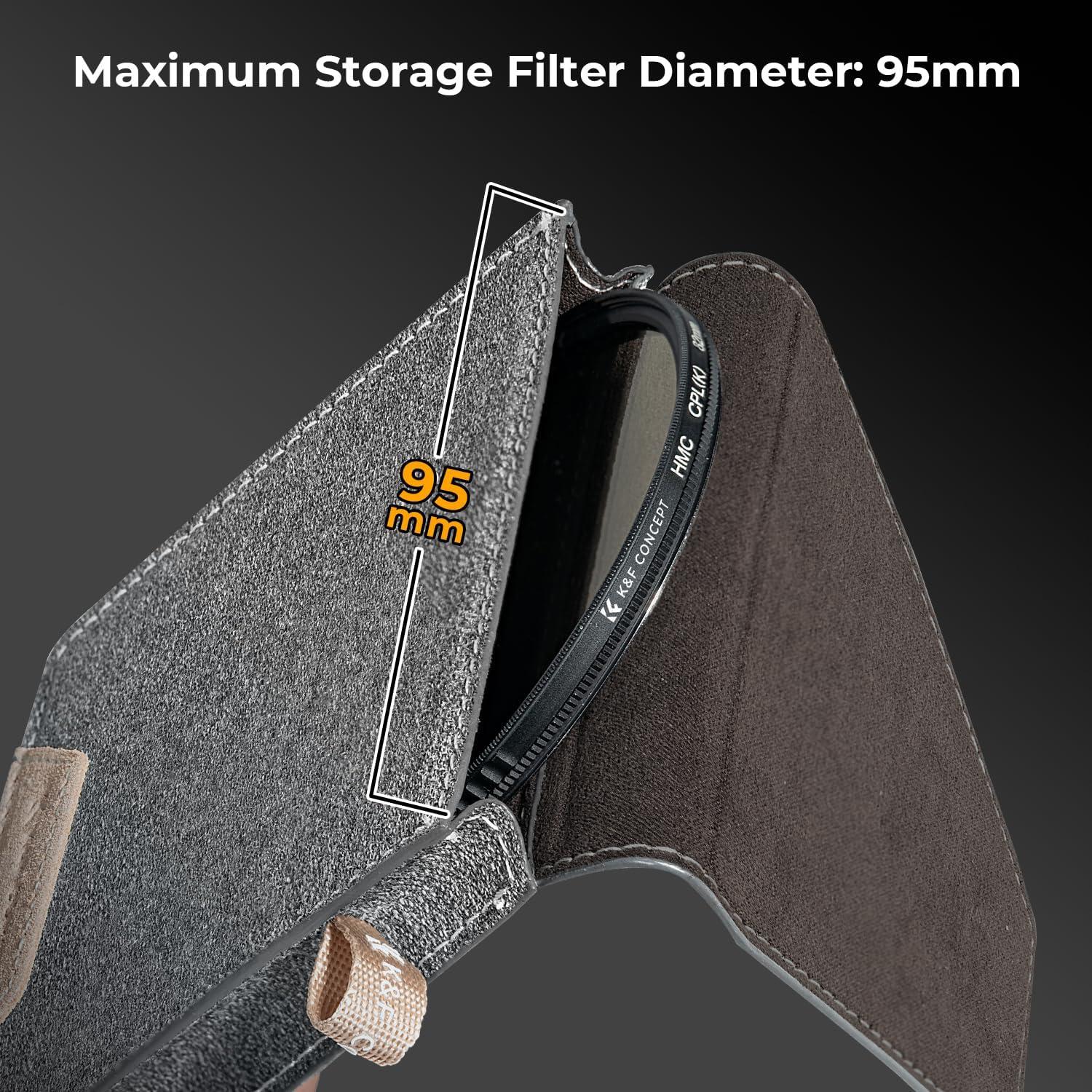 Objektivfiltertasche Wildlederimitat 95 mm Grau Pikfine