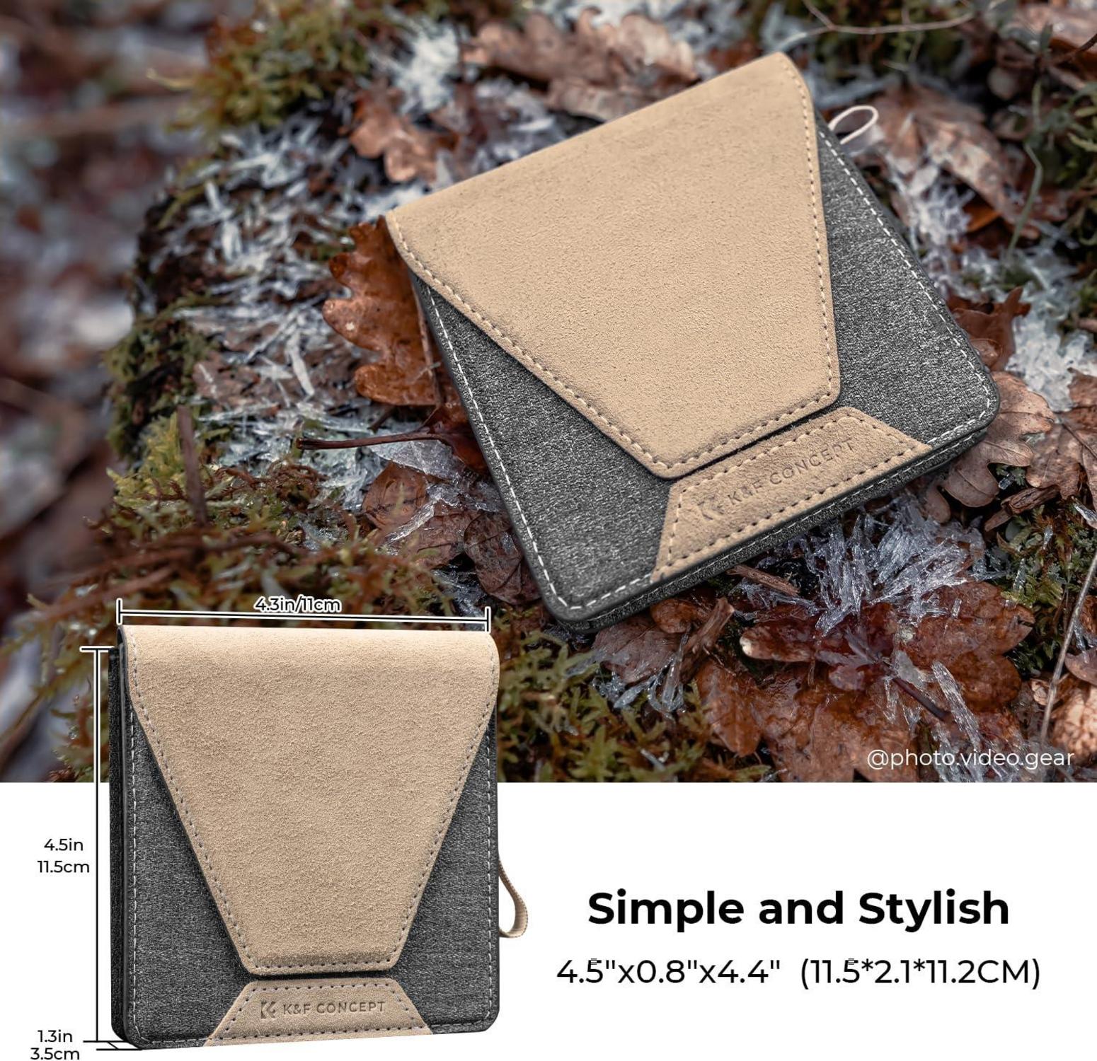 Objektivfiltertasche für Kamerafilter bis 95mm, Wildlederimitat 86mm - Grau