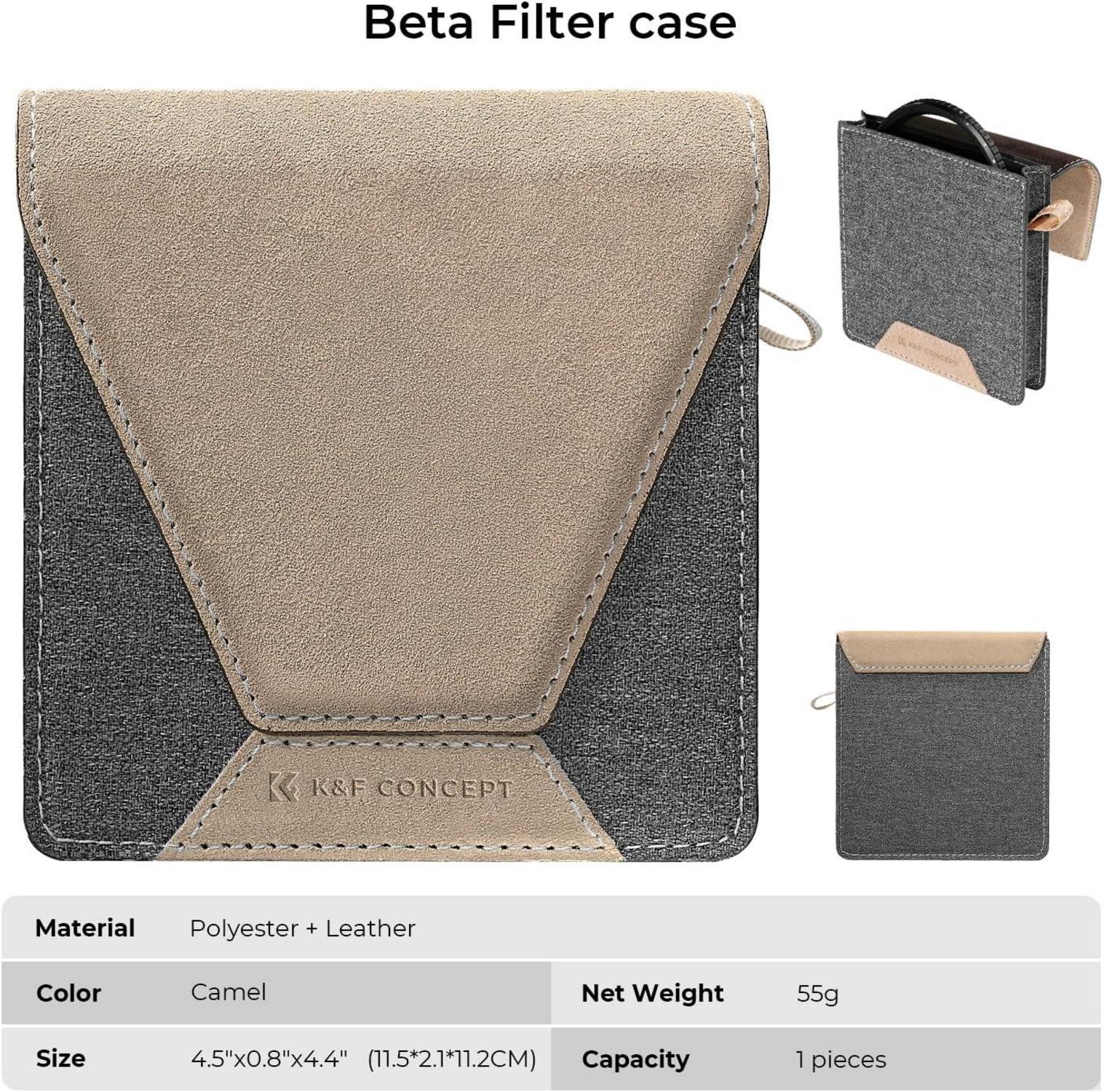 Objektivfiltertasche für Kamerafilter bis 95mm, Wildlederimitat 86mm - Grau