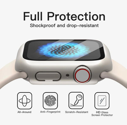 Schutzhülle Displayschutz Apple Watch Series 9 8 7 45mm Gehärtetes Glas 2er Set