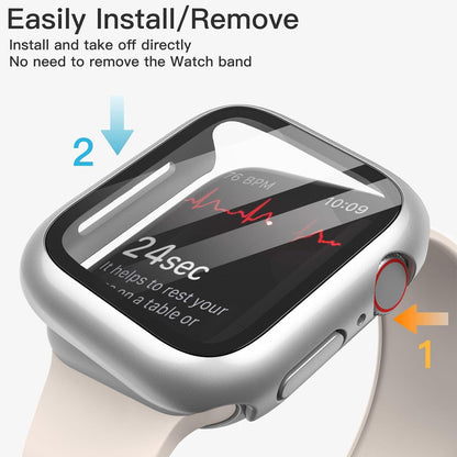 Schutzhülle mit Displayschutz für Apple Watch 41mm Silber 2 Stück