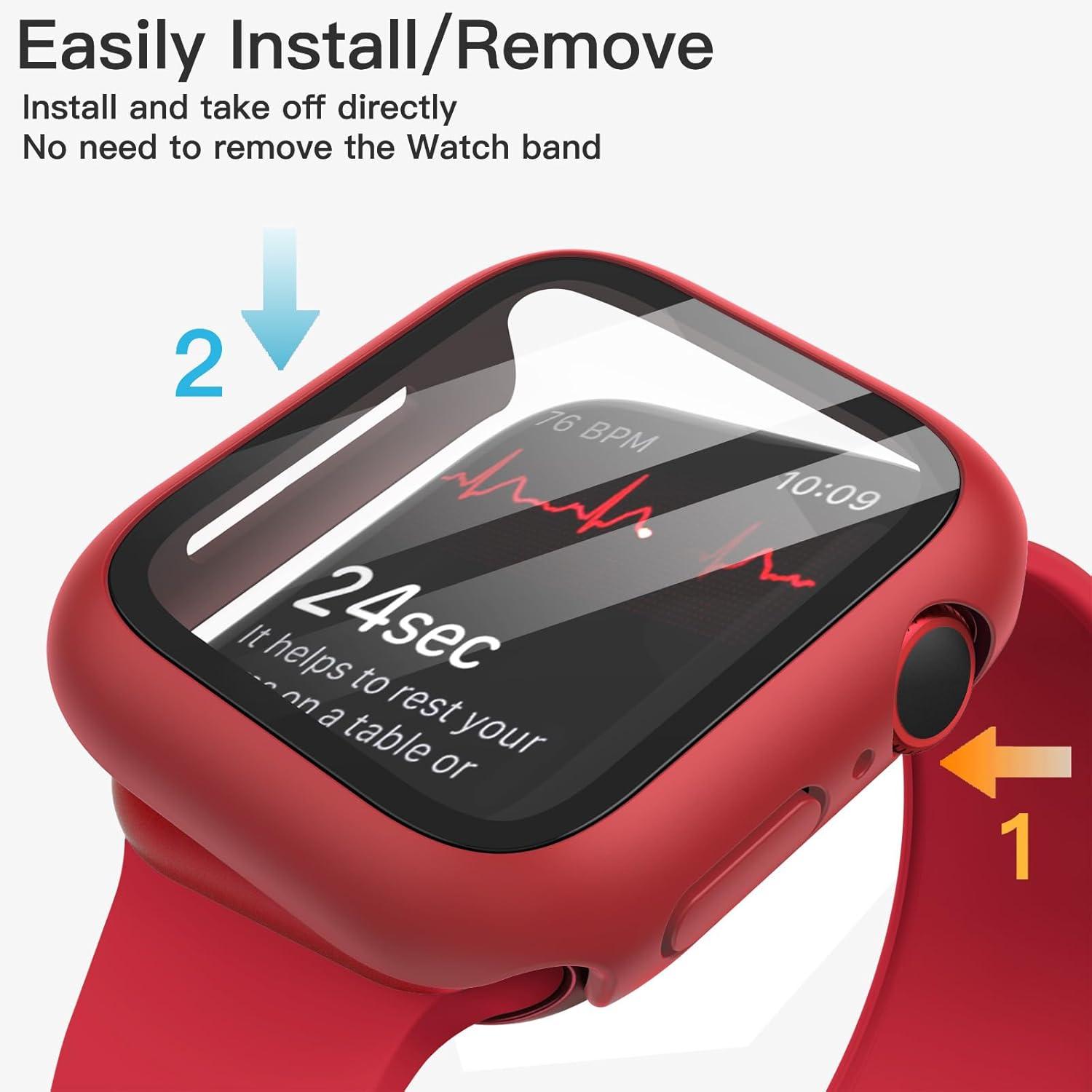 JETech Apple Watch Series 9/8/7 Schutzhülle mit Displayschutz 45mm Rot