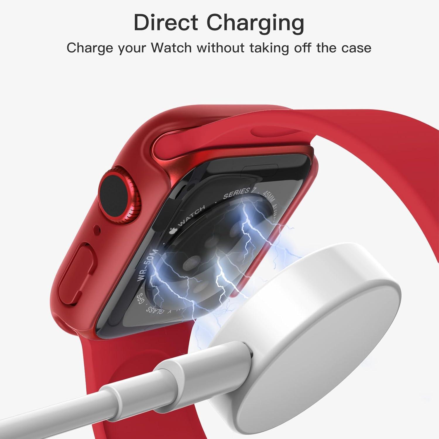 Schutzhülle Displayschutz Apple Watch Series 9 8 7 45mm Rot 2 Stück