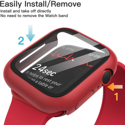 JETech Apple Watch Series 8 9 Hülle mit Displayschutz 41mm Rot 2 Stück