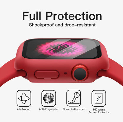 Schutzhülle Displayschutz Apple Watch Series 9 41mm, Gehärtetes Glas, Rot