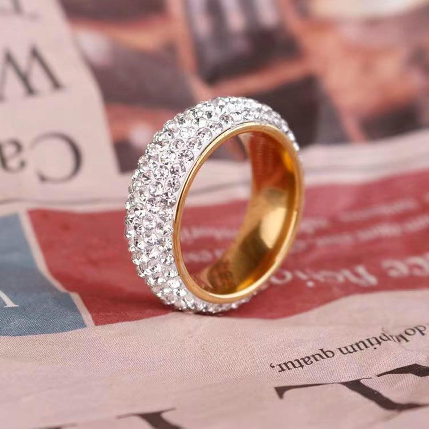 Edelstahl Herrenringe 8mm Zirkon Silber Gold Ehering 50