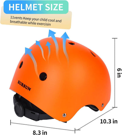 Kinder Fahrradhelm Skaterhelm für Alter 2-16 Jahre Orange