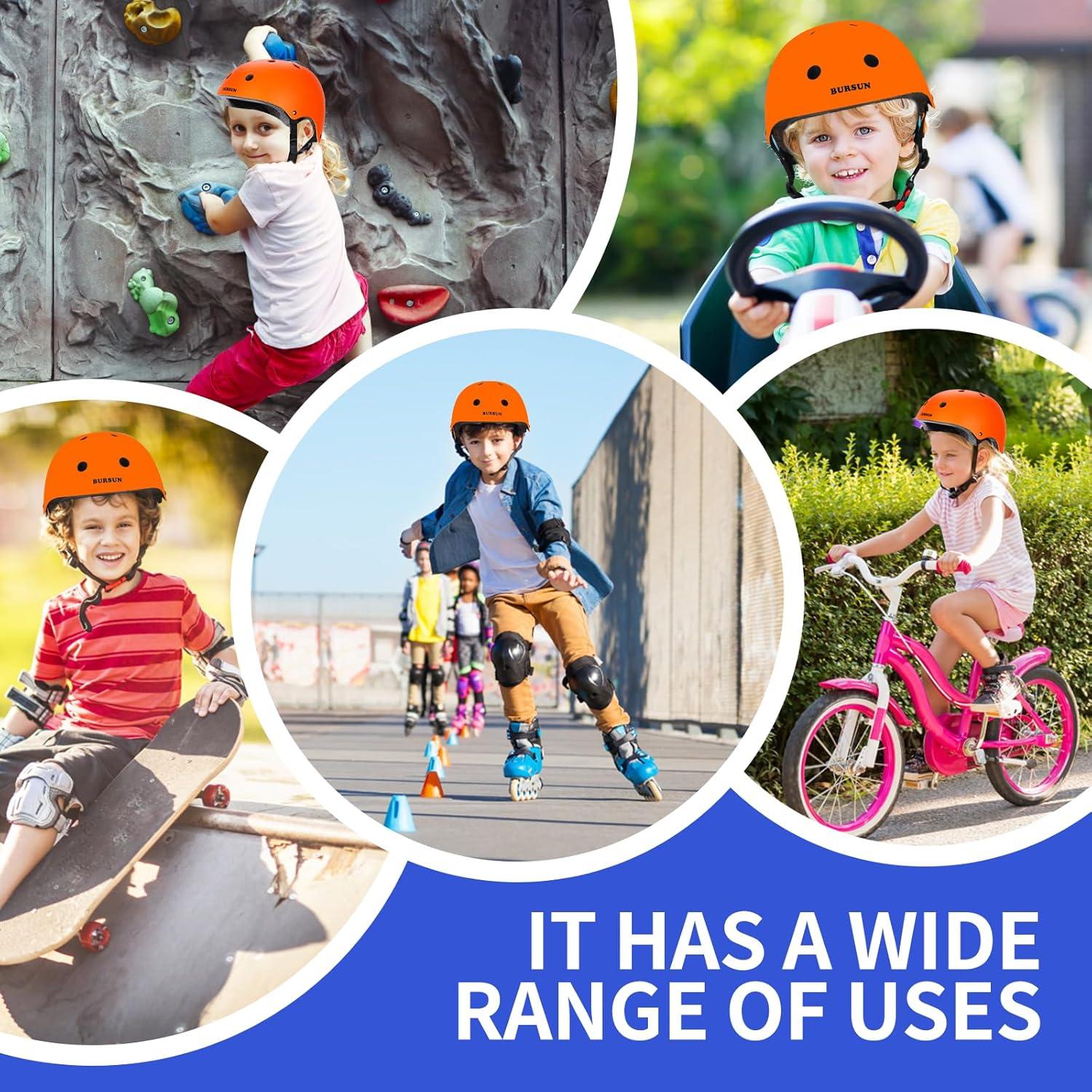 BURSUN Kinder Fahrradhelm Skaterhelm S:48-54cm Orange