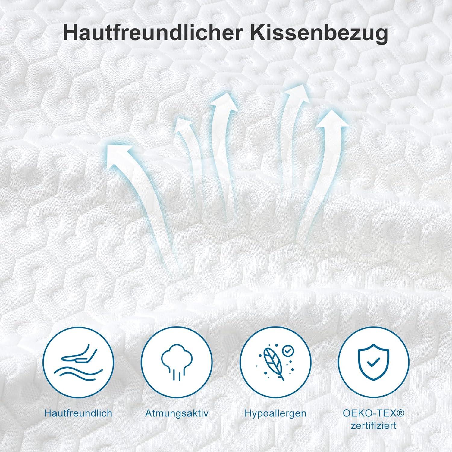 Orthopädisches Gel Memory Foam Kissen 40x60 cm, 13 cm Höhe, abnehmbarer waschbarer Bezug