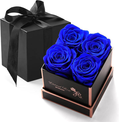 Ewige Rosenbox Geschenke - Konservierte Blaue Rose 4er Set