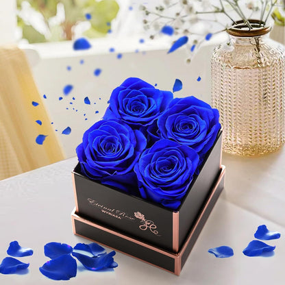Ewige Rosenbox Geschenke - Konservierte Blaue Rose 4er Set