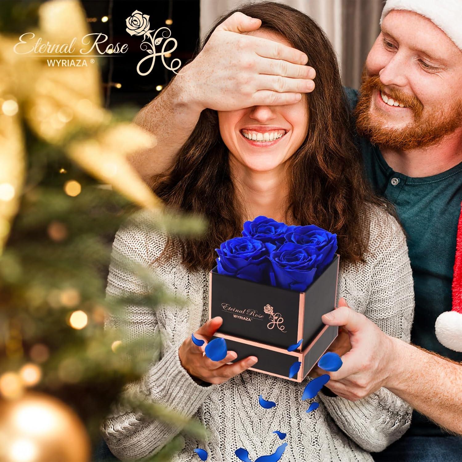Ewige Rose Rosenbox Geschenk Frauen Muttertag Jahrestag Blau