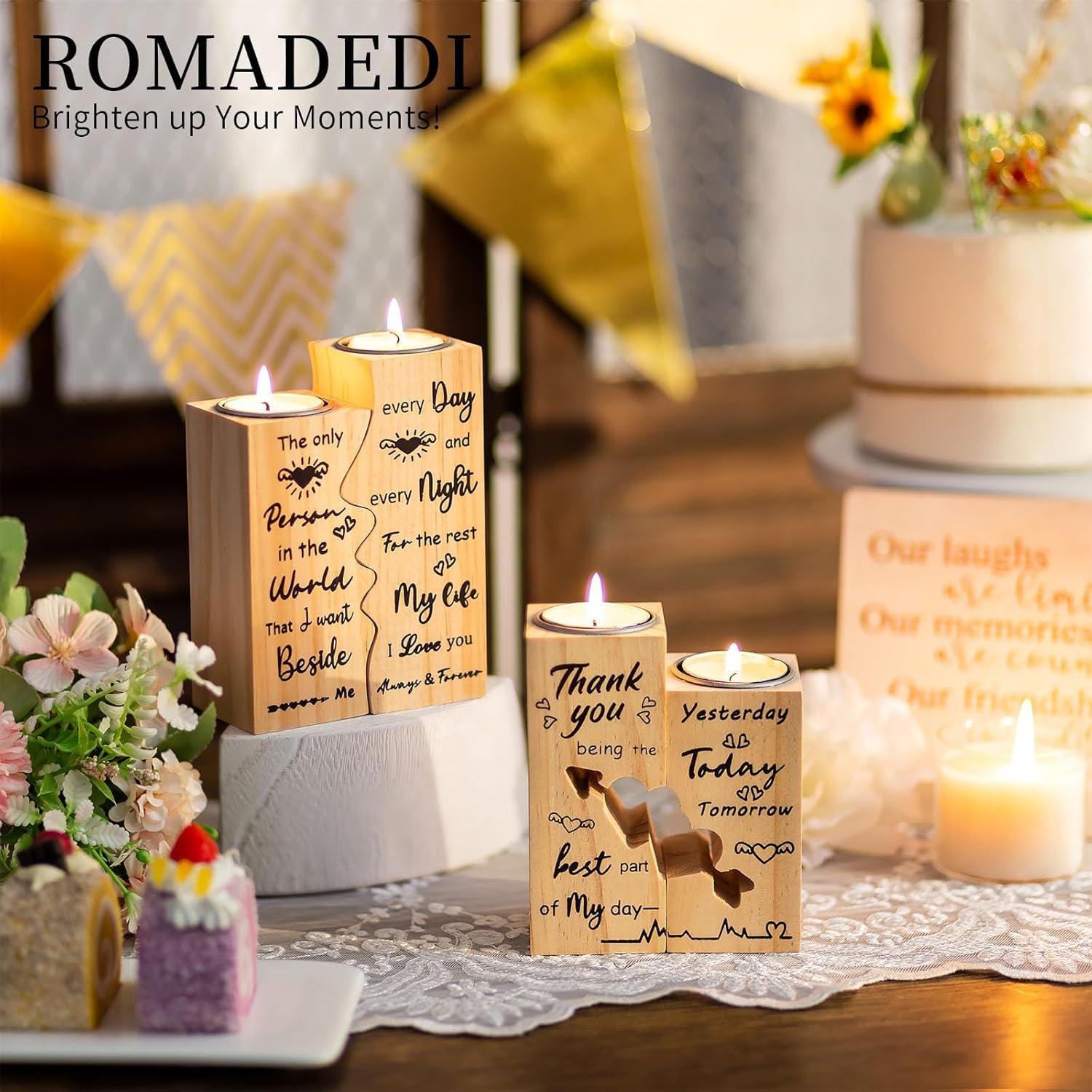 Holz-Kerzenhalter in Herzform für Hochzeit und Valentinstag