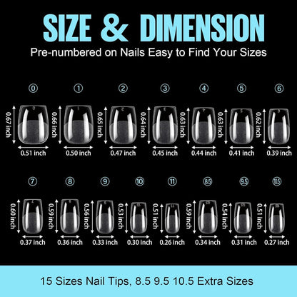 510 Ballerina Nagelspitzen – Ultra Kurze Coffin Nails für DIY Nail Art