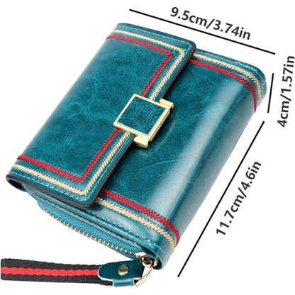 Damen PU Leder Geldbörse Blau Cyan Kartenetui Klein